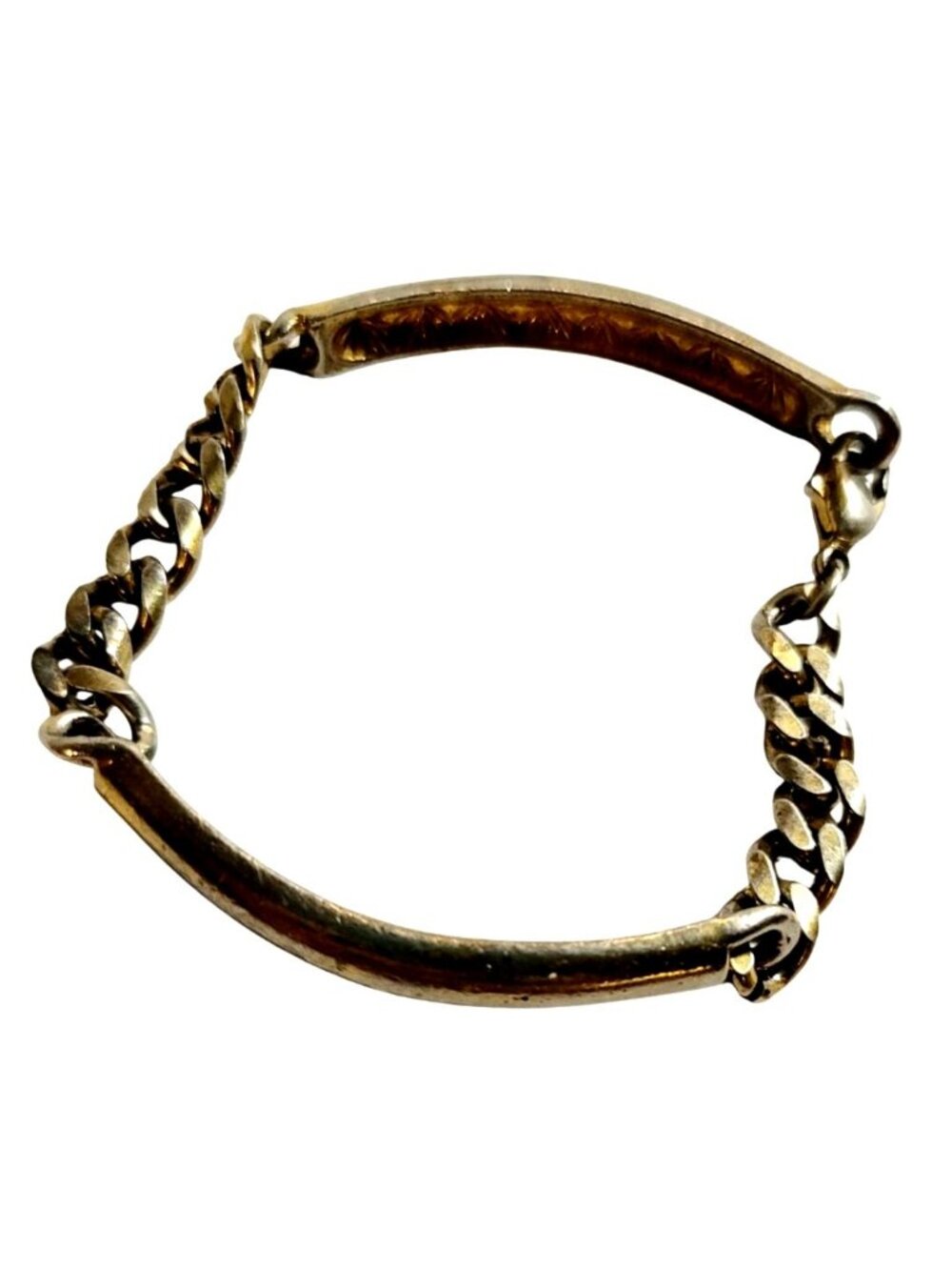 Possible Maison Margiela Chain ID Bracelet Brass w Polished Silver Overlay 2 Bar - Picture 3 of 5